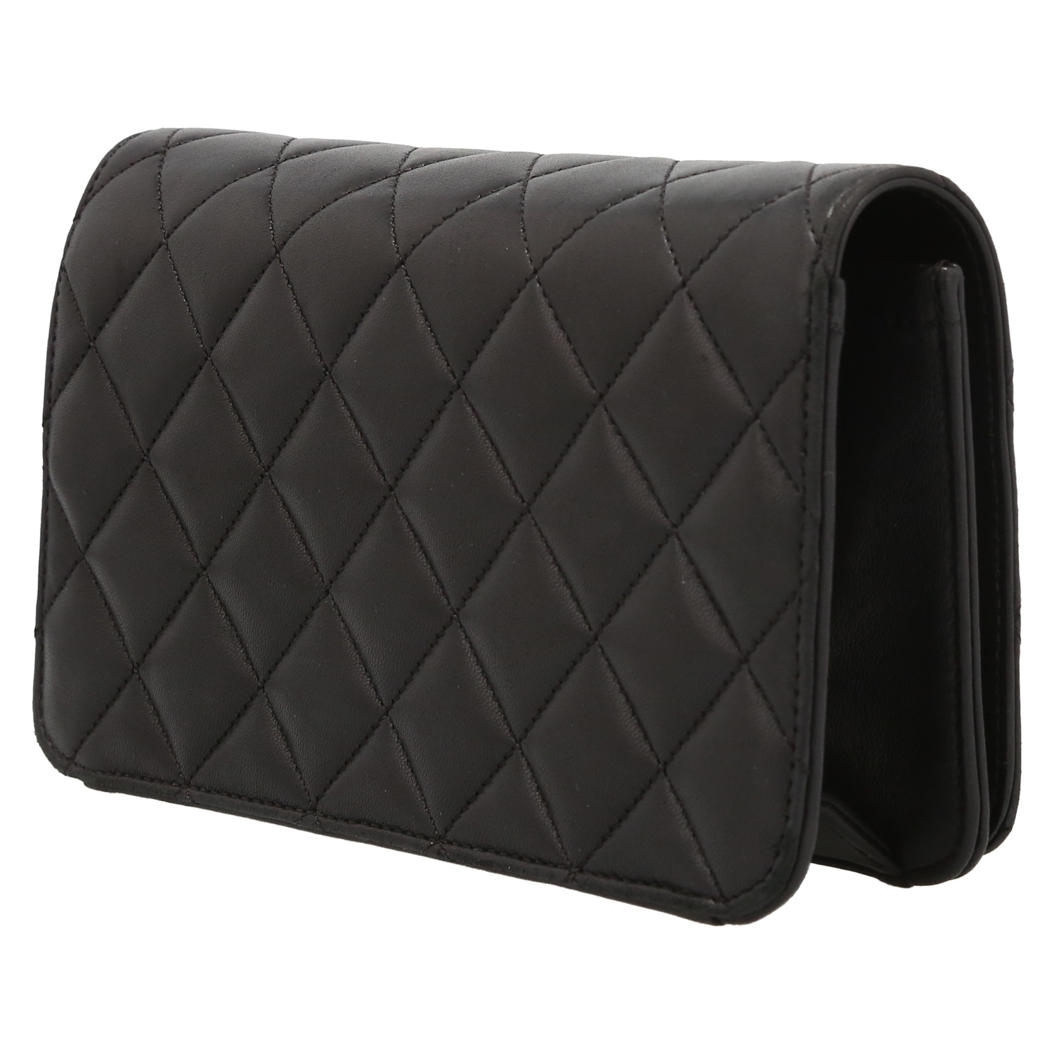 Chanel  Mademoiselle bag worn on the shoulder or carried in the hand  in black quilted leather - Detail D5