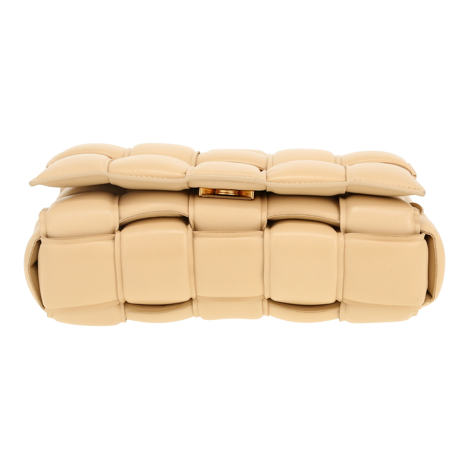 Bottega Veneta  Padded Cassette shoulder bag  in beige intrecciato leather - Detail D1