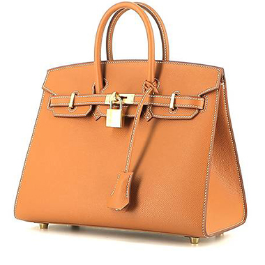 A totally hand stitched birkin 25cm bag in 37 gold epsom leather
