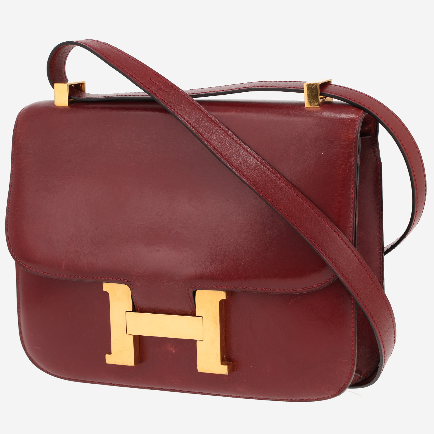 Hermès Constance handbag in burgundy box leather