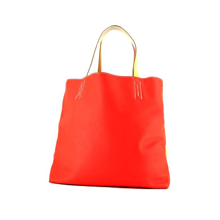 Hermès Double Sens shopping bag in pink Jaipur, Gris Perle, yellow Curry  and gold Sikkim calfskin