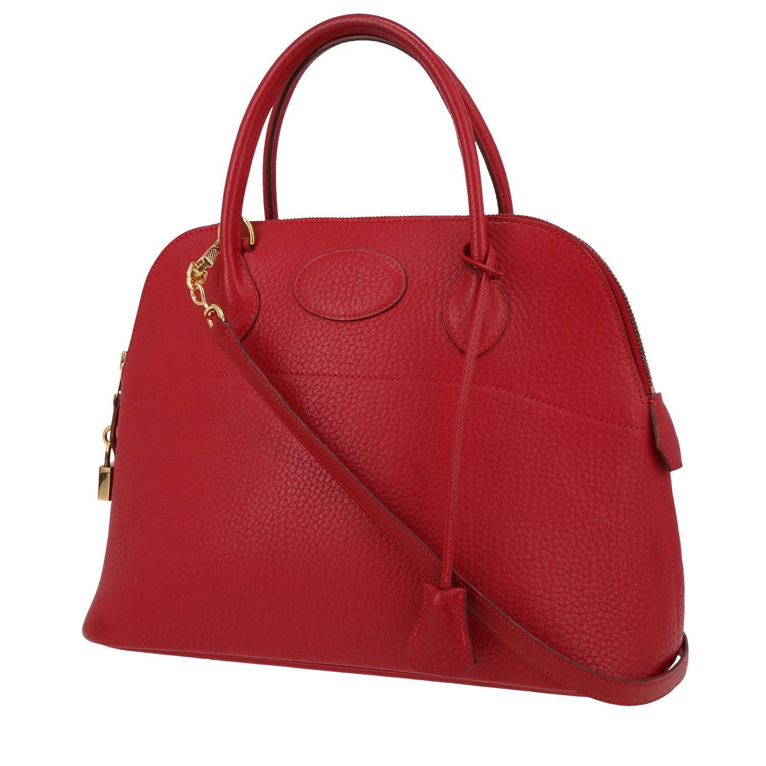 Hermes Bolide 37 cm handbag in red Casaque Courchevel leather