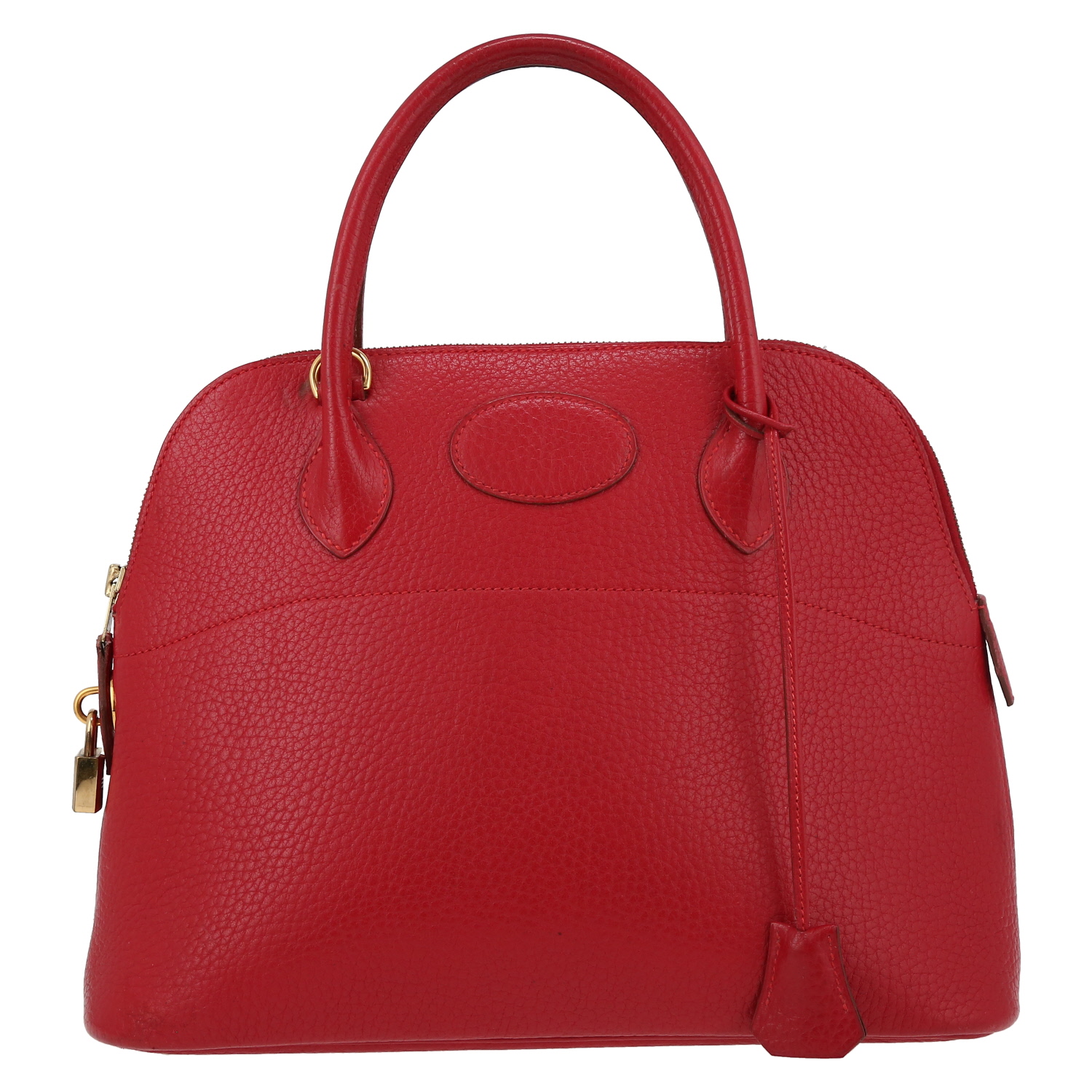 Hermès  Bolide 31 cm handbag  in red Ardenne leather - Detail D2