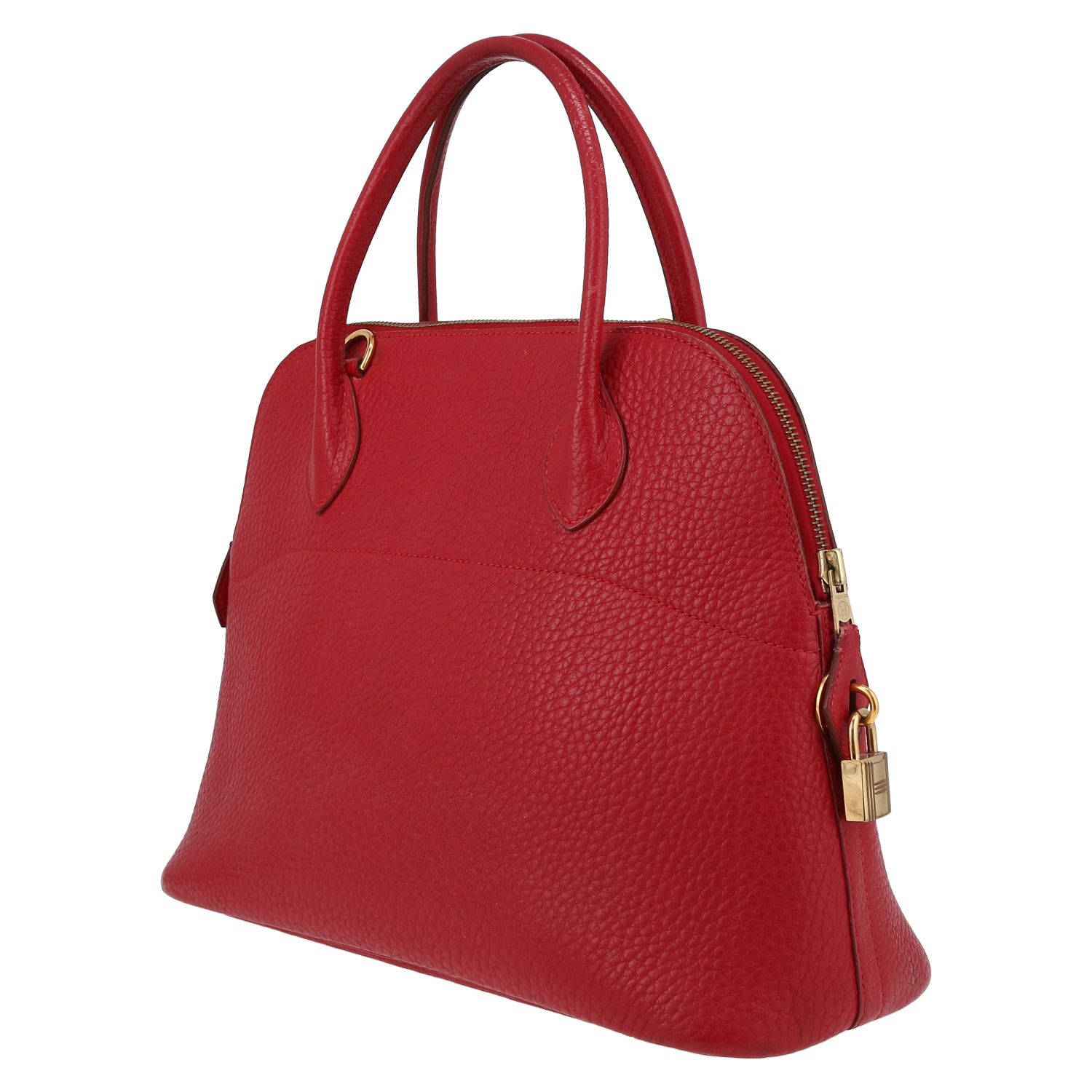 Hermès  Bolide 31 cm handbag  in red Ardenne leather - Detail D5