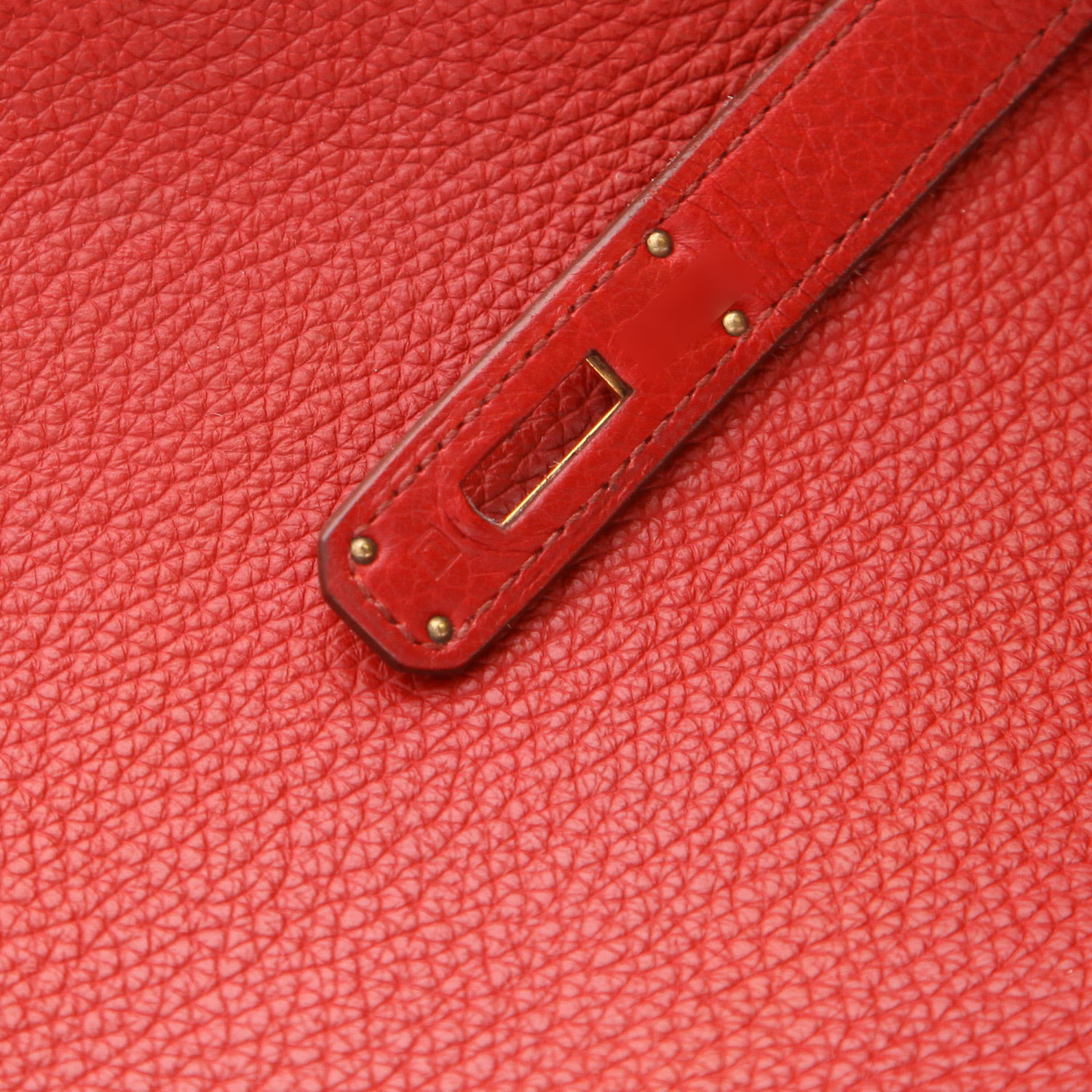 Bolso de mano Hermès  Birkin 35 cm en cuero togo rojo - Detail D4