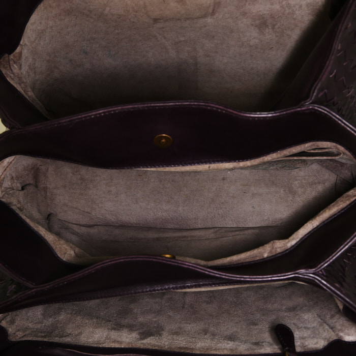 Bottega Veneta Roma handbag  in plum intrecciato leather - Detail D2