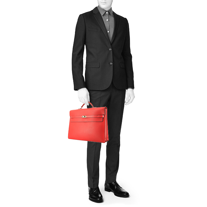 Porte-documents Hermès Kelly Dépêches en cuir epsom rouge - Detail D1