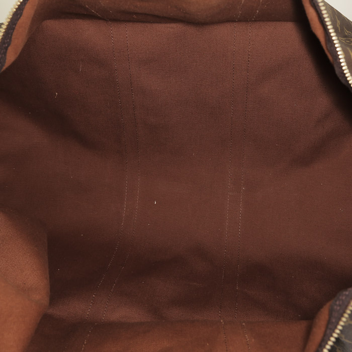 Borsa da viaggio Louis Vuitton  Keepall 60 in tela monogram marrone e pelle naturale - Detail D2