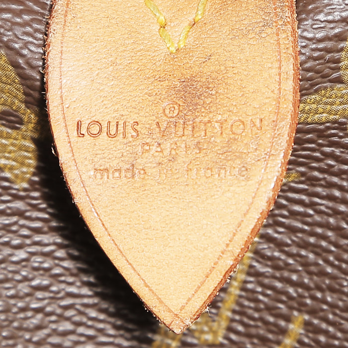 Borsa da viaggio Louis Vuitton  Keepall 60 in tela monogram marrone e pelle naturale - Detail D3