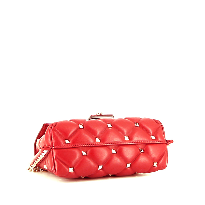 Borsa a tracolla Valentino Garavani  Rockstud Spike in pelle trapuntata rossa - Detail D5