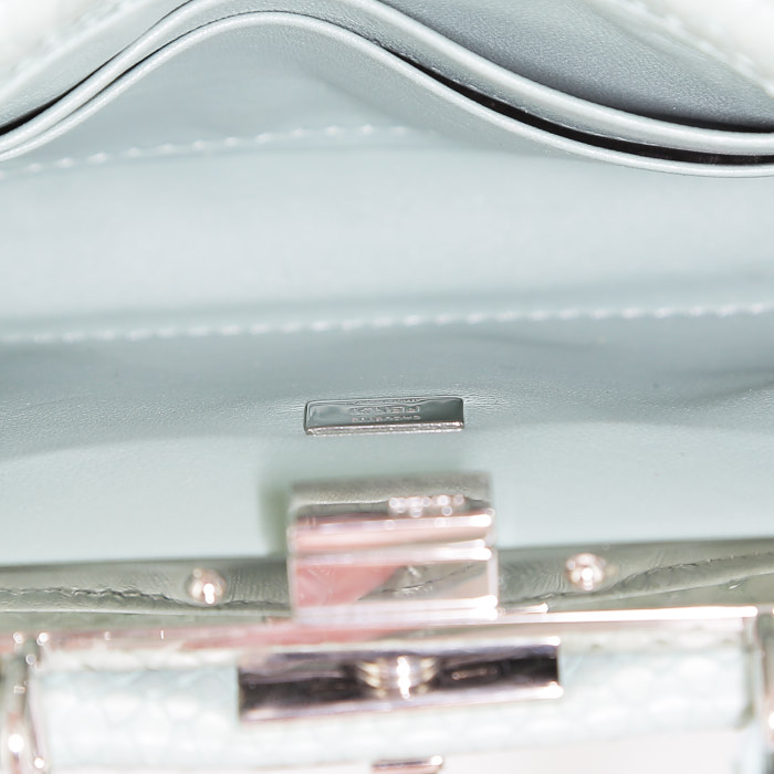 Fendi  Peekaboo Mini Pocket shoulder bag  in light blue and red python - Detail D3