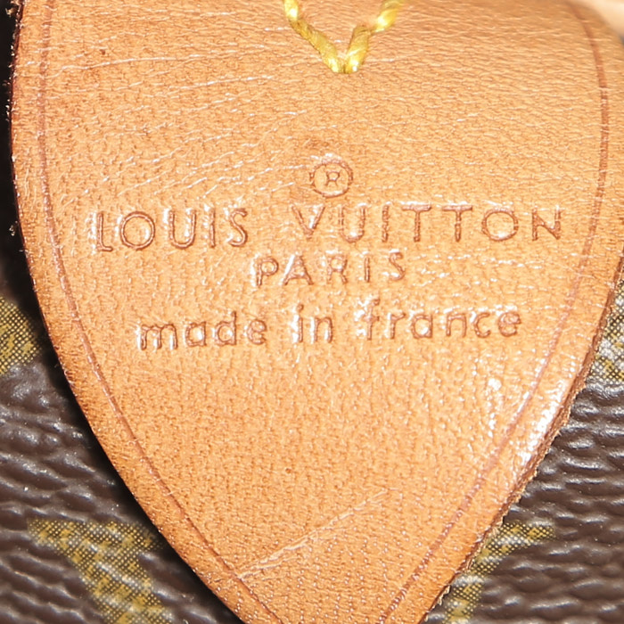 Bolsa de viaje Louis Vuitton  Keepall 60 en lona Monogram marrón y cuero natural - Detail D3