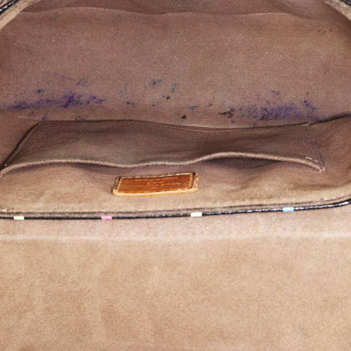 Bolso bandolera Louis Vuitton  Sologne en lona Monogram multicolor negra y cuero natural - Detail D2