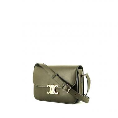 Bolso bandolera Celine Triomphe en cuero box caqui
