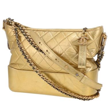 Bolso bandolera Chanel  Gabrielle  modelo mediano  en cuero acolchado dorado