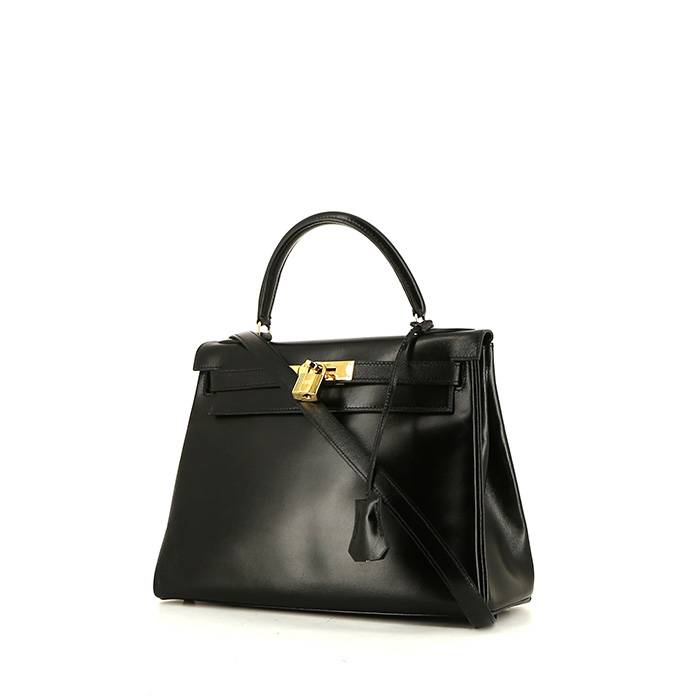 Hermès  Kelly 28 cm handbag  in black box leather - 00pp