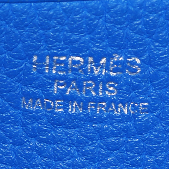 Bolso de mano Hermès  Evelyne en cuero taurillon clémence Bleu Hydra - Detail D3