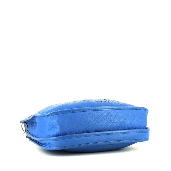 Bolso de mano Hermès  Evelyne en cuero taurillon clémence Bleu Hydra - Detail D4