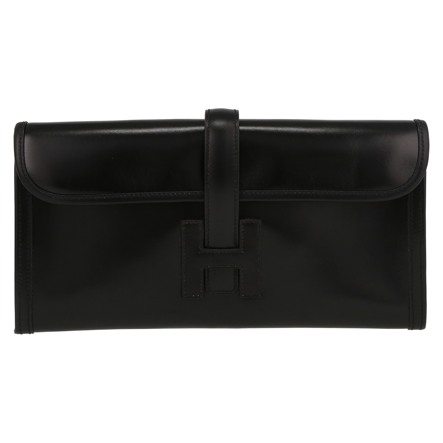 Pochette Hermès  Jige in pelle box nera - Detail D2