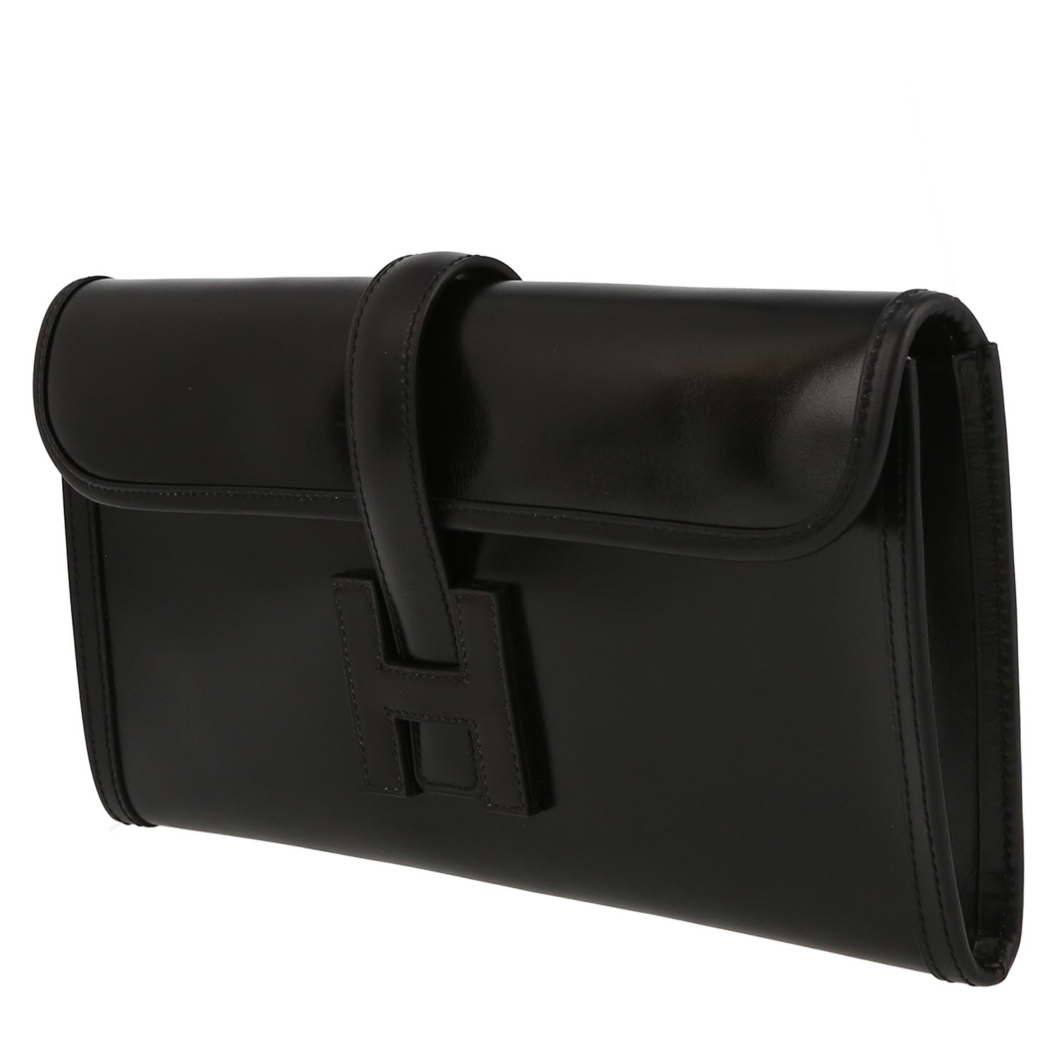 Bolsito de mano Hermès  Jige en cuero box negro - Detail D3