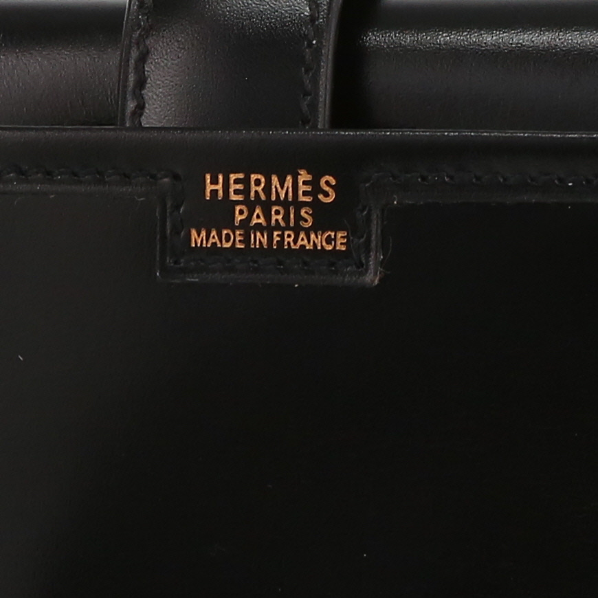 Bolsito de mano Hermès  Jige en cuero box negro - Detail D9