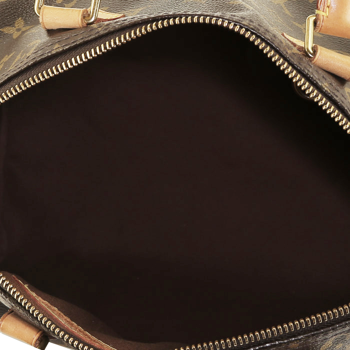 Louis Vuitton  Speedy 30 handbag  in brown monogram canvas  and natural leather - Detail D2