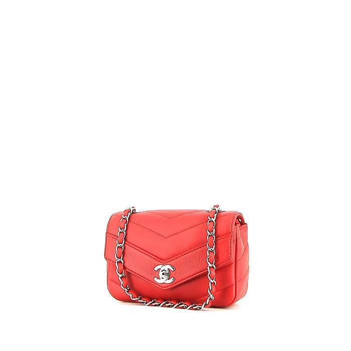Borsa Chanel Mini Timeless in pelle trapuntata a zigzag rossa - 00pp