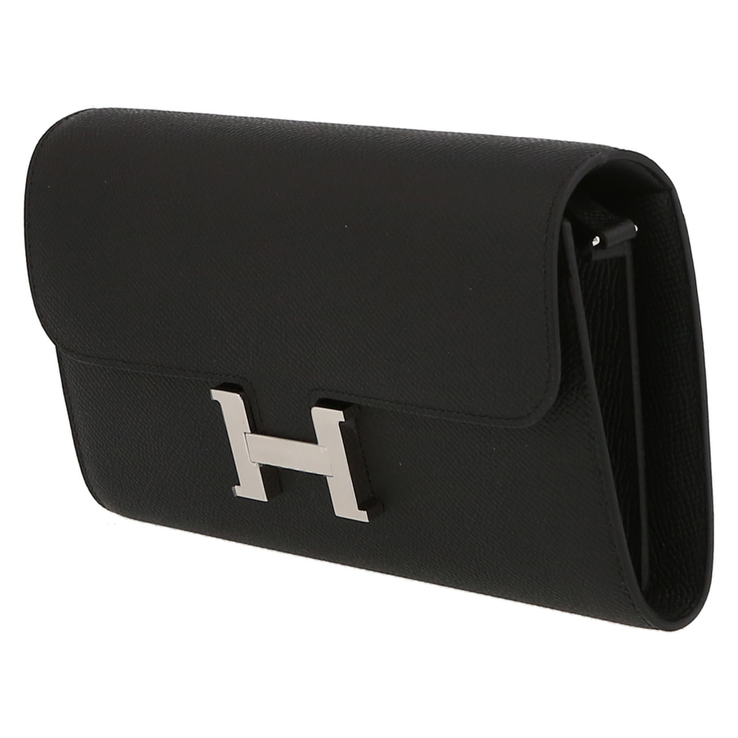 Sac bandoulière Hermès  Long To Go en cuir epsom noir - Detail D3