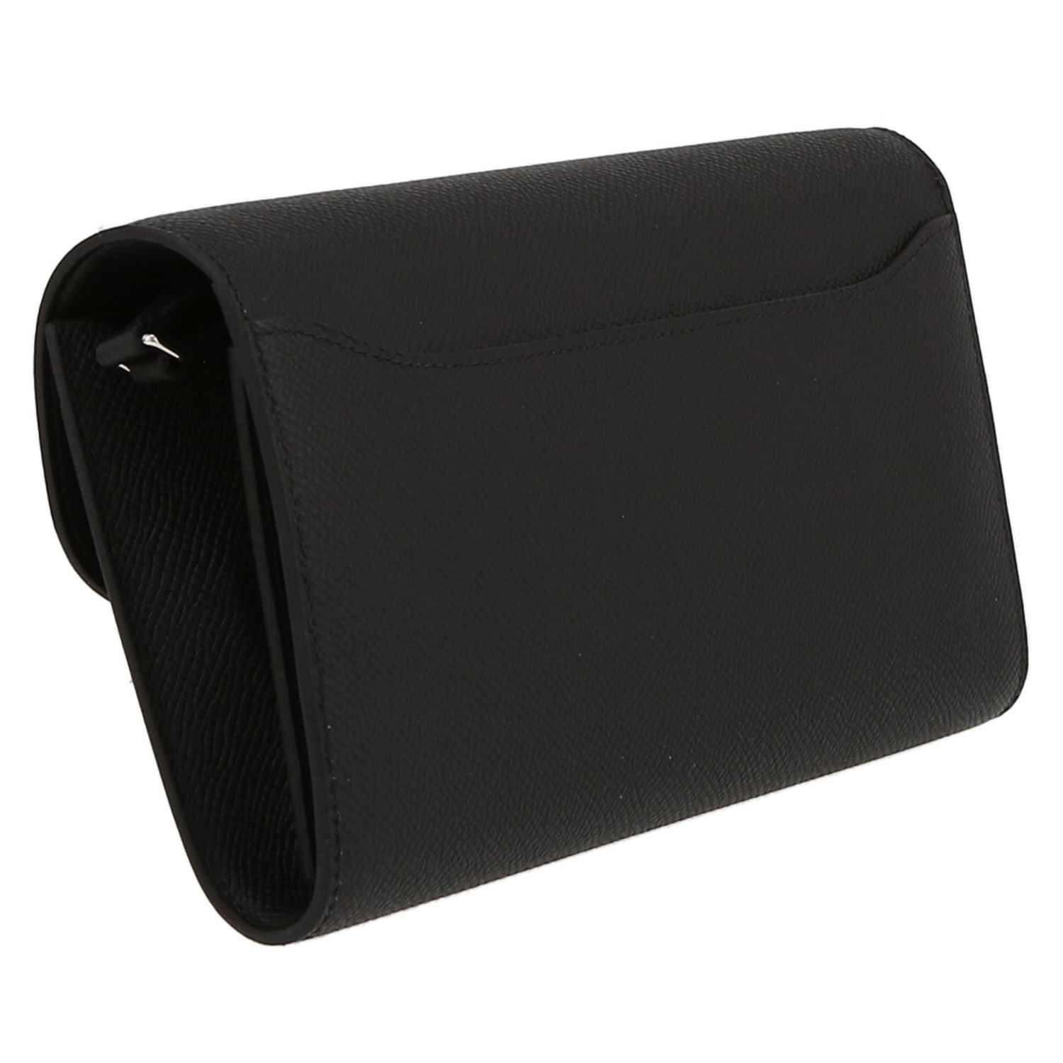 Sac bandoulière Hermès  Long To Go en cuir epsom noir - Detail D6