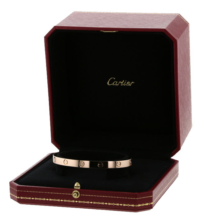 Bracelet ouvert Cartier Love ouvert en or rose, taille 19 - Detail D2