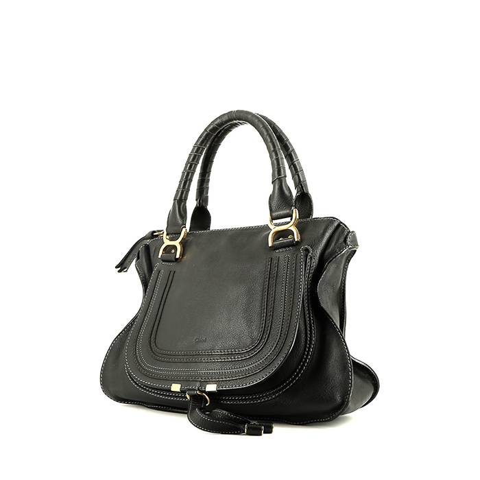 Chloé Marcie handbag  in dark blue grained leather - 00pp