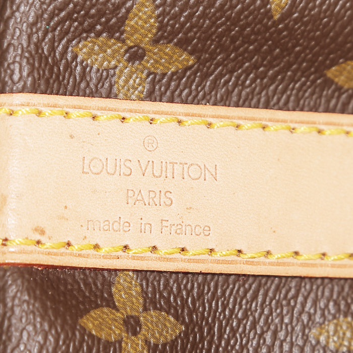 Borsa da viaggio Louis Vuitton  Keepall 60 in tela monogram marrone e pelle naturale - Detail D4