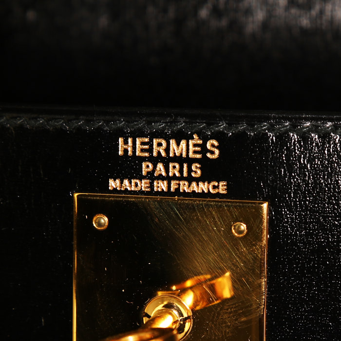 Hermès Kelly 28 cm handbag  in black box leather - Detail D4
