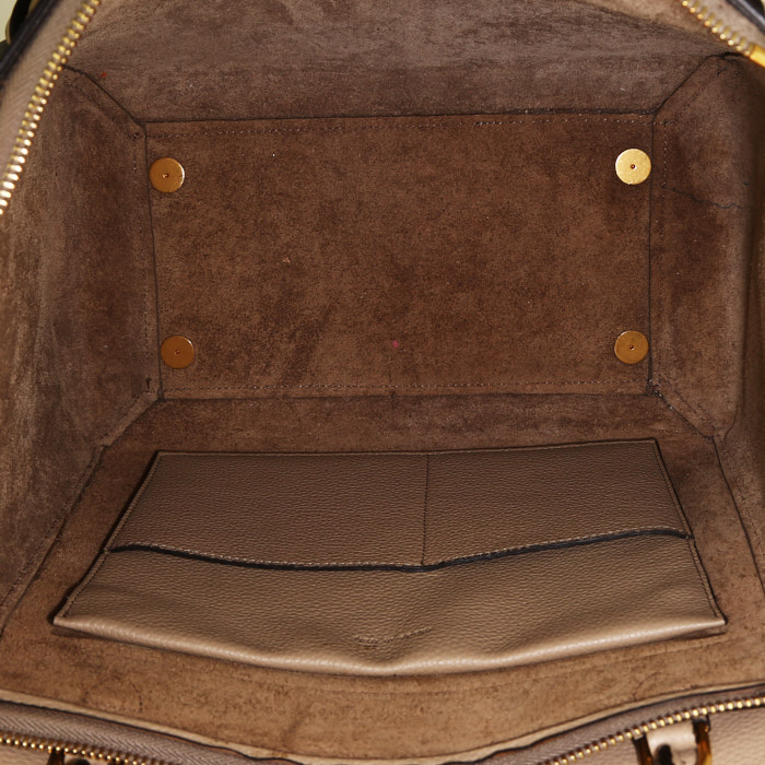 Sac à main Celine Belt en cuir grainé beige - Detail D3