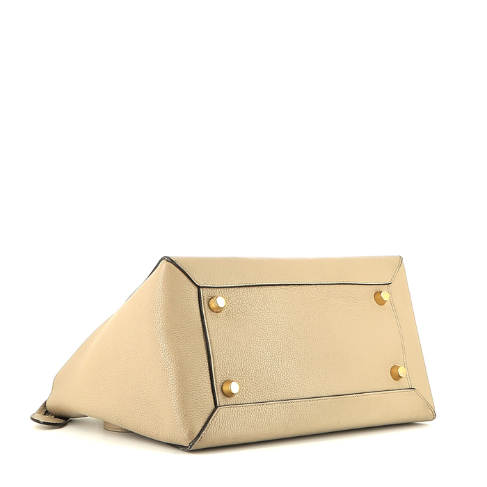 Sac à main Celine Belt en cuir grainé beige - Detail D5