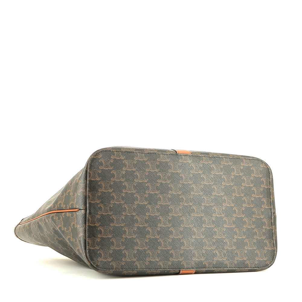 Shopping bag Celine   in tela monogram marrone e pelle gold - Detail D4