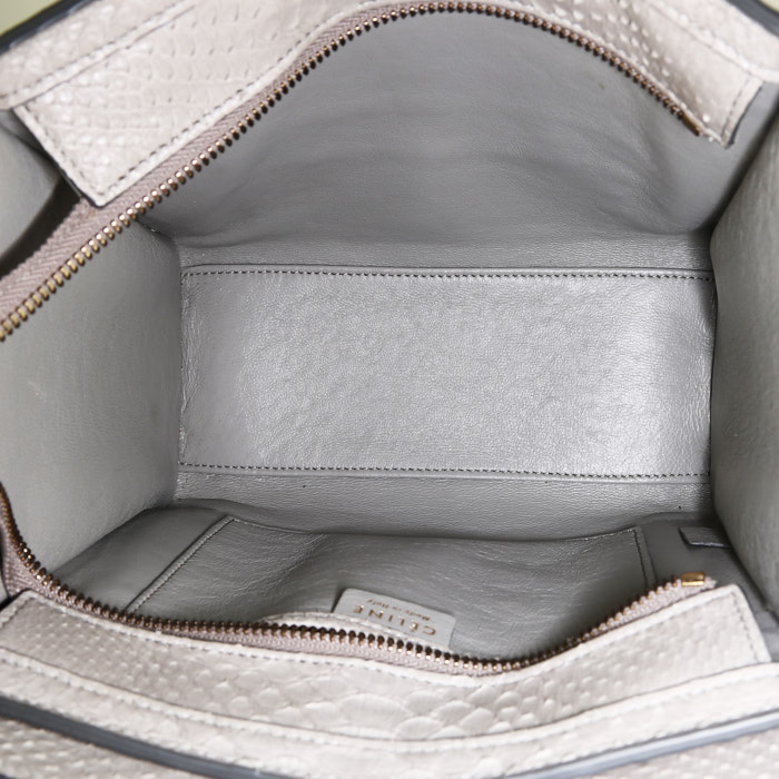 Celine  Luggage Mini small  handbag  in grey python - Detail D3