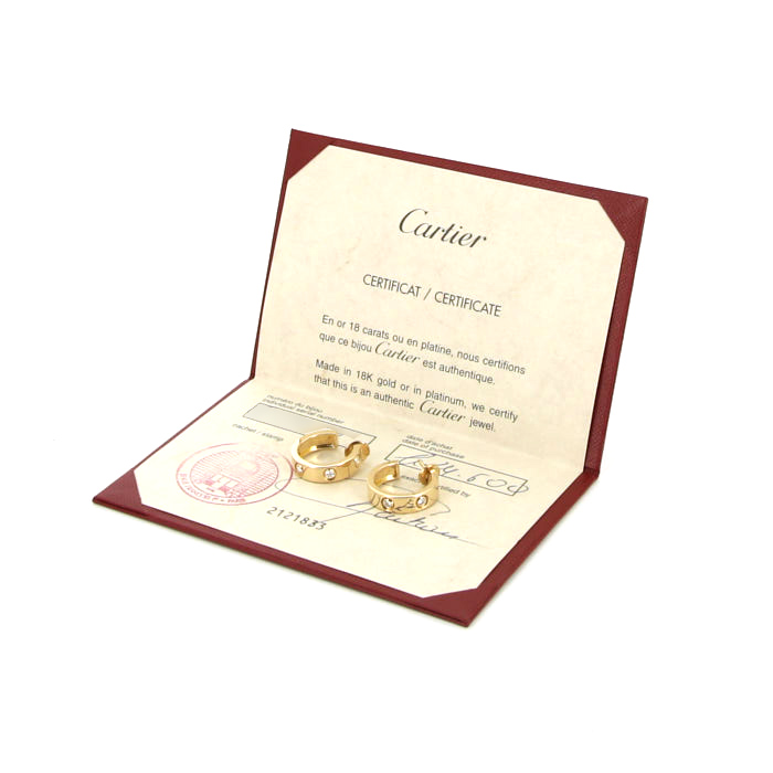 Cartier Love hoop earrings in yellow gold and diamonds - Detail D2