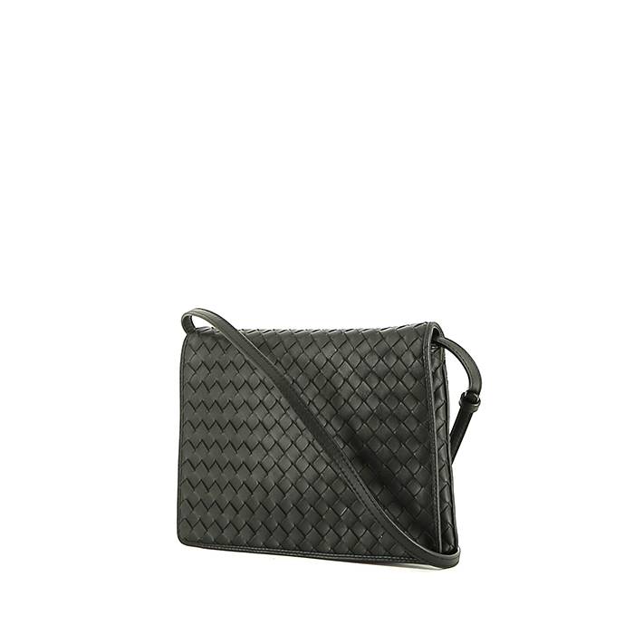 Bottega Veneta Nodini Shoulder Bag in Black Intrecciato Leather