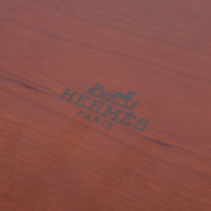 Hermès, Grande boîte à bijoux, en bois de palissandre, cuir et cuir velours chocolat, signée, des années 2020 - Detail D4