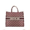 Dior  Book Tote shopping bag  in burgundy and beige monogram canvas Oblique - 360 thumbnail