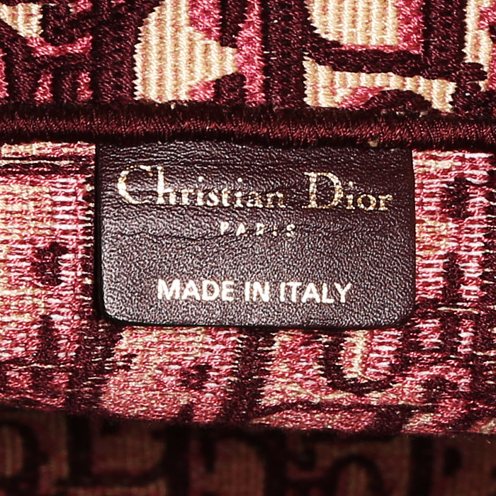 Sac cabas Dior  Book Tote en toile monogram Oblique bordeaux et beige - Detail D3