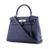 Hermès  Kelly 28 cm handbag  in indigo blue togo leather  and indigo blue porosus crocodile - 00pp thumbnail