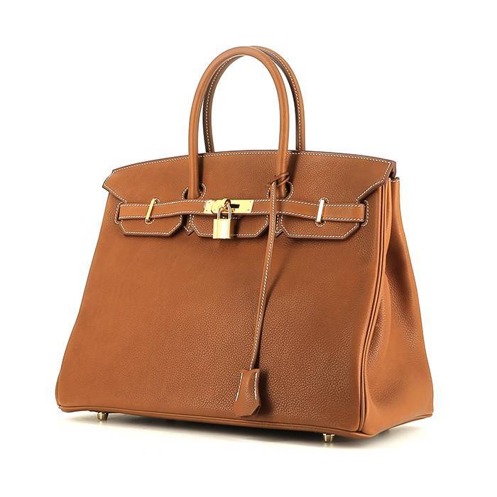 Hermès Birkin 35 cm Handbag in Gold Barenia Leather