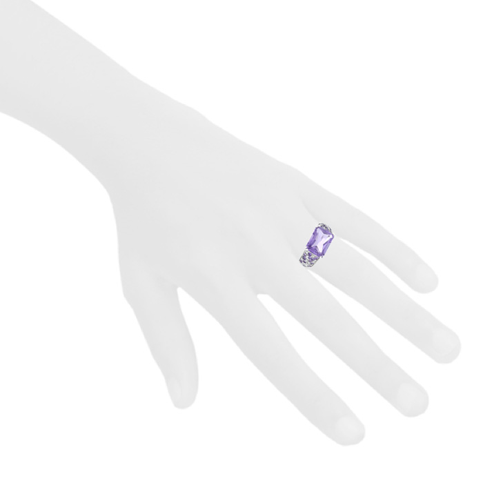 Mauboussin Désirez Amour ring in white gold, amethysts and diamonds - Detail D1