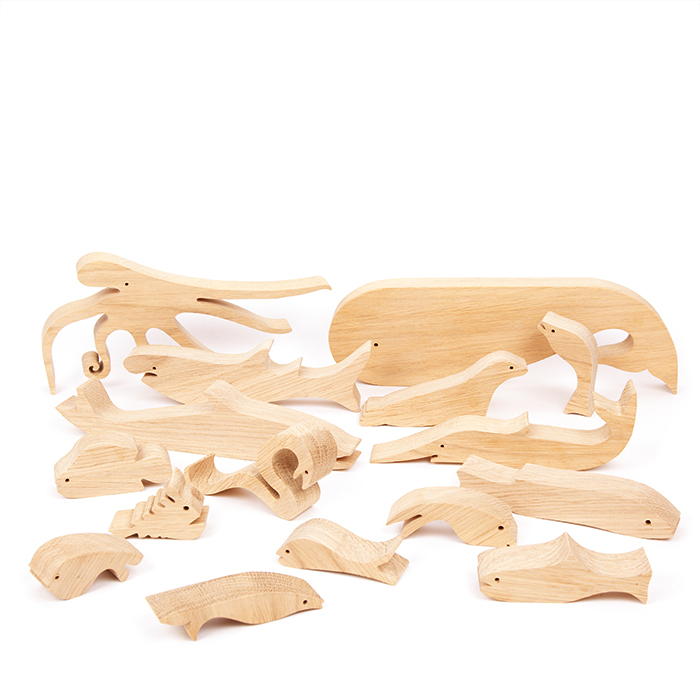 Enzo Mari, sculpture / puzzle "16 Pesci" in solid wood, edition Danese Milano, of 1974 - Detail D2