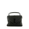 Saint Laurent College medium model  shoulder bag  in black chevron quilted leather - 360 thumbnail