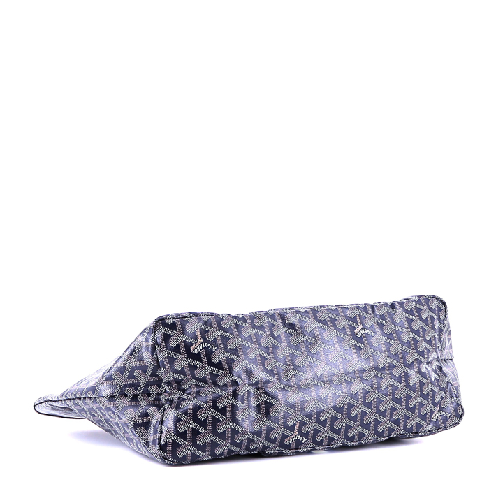 Goyard  Saint-Louis shopping bag  in blue logo canvas  and blue leather - Detail D4