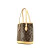 Borsa Louis Vuitton Bucket in tela monogram marrone e pelle naturale - 00pp thumbnail