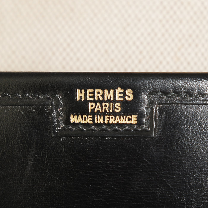 Pochette Hermès Jige en cuir box noir - Detail D3